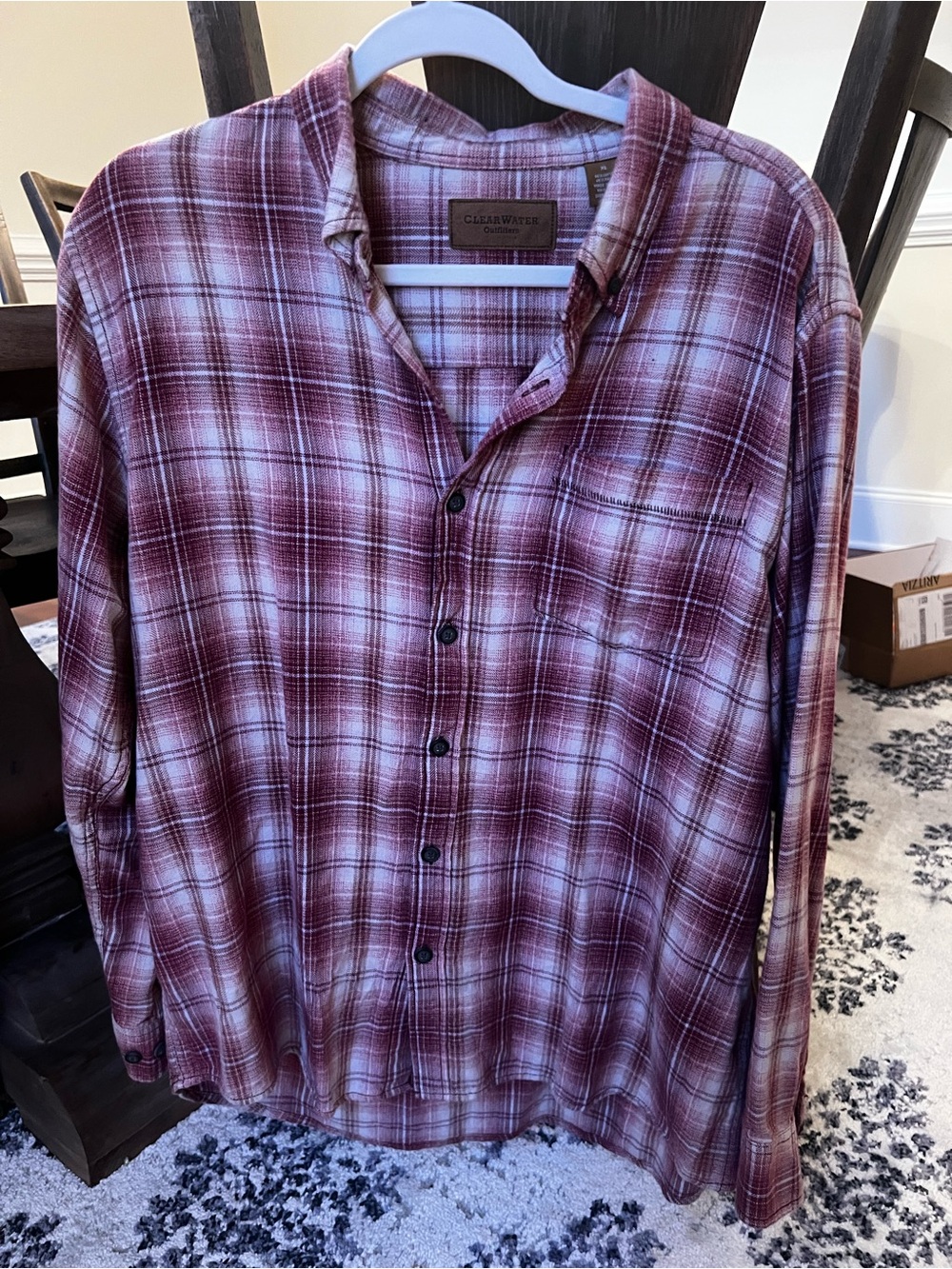 Classic Plaid Button-Down Shirt - Maroon Plaid